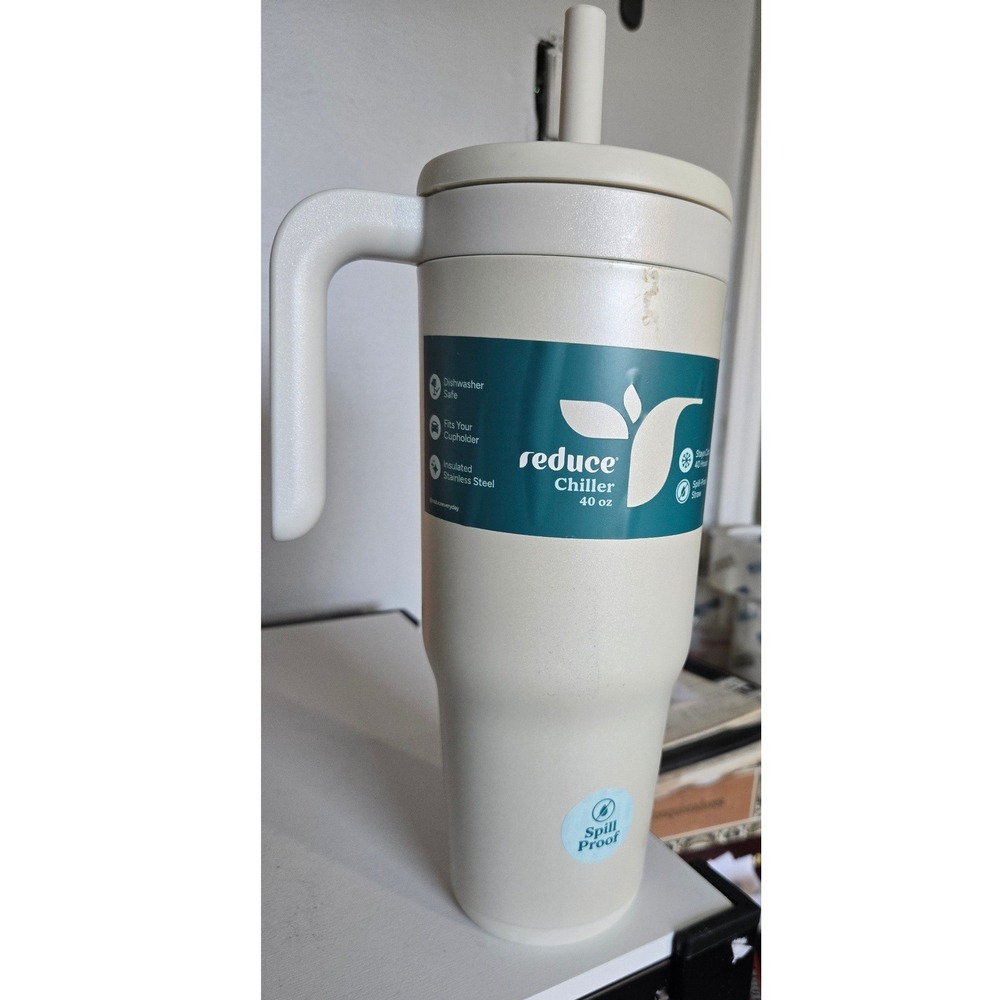 Reduce Chiller 40oz Insulated Stainless Steel Tumbler with Handle Opal White